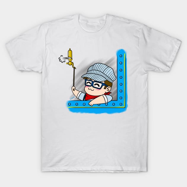 Corza as a train engineer T-Shirt by corzamoon